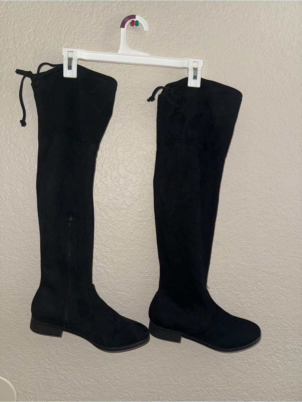 Time and Tru Black Over-the-Knee Tie-Back Booties